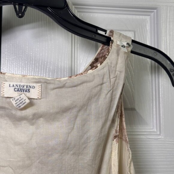 Lands' End Canvas 100% Cotton Poplin Midi Cream & Brown Floral Petite Size 2 EUC - Picture 9 of 16